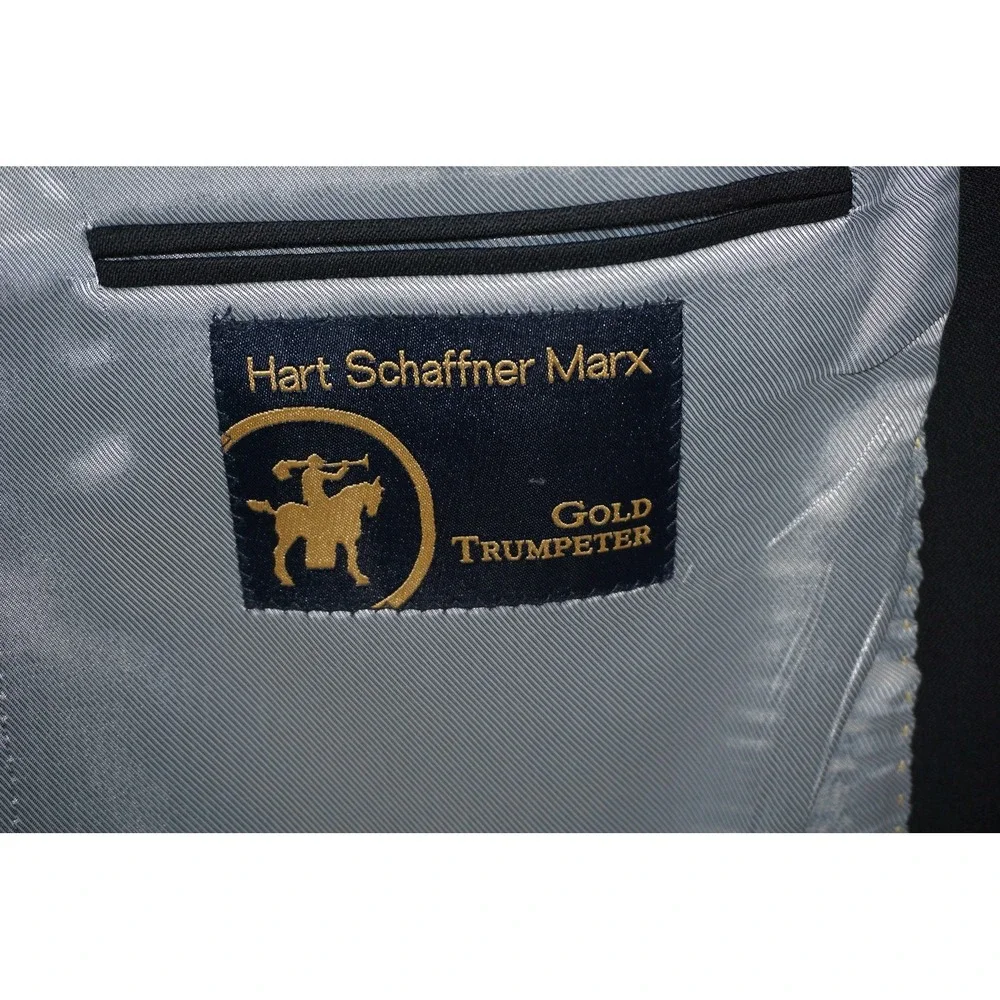 Hart‎ Schaffner Marx Blazer Men's 46L Black Gold Trumpeter Two Button Sport Coat